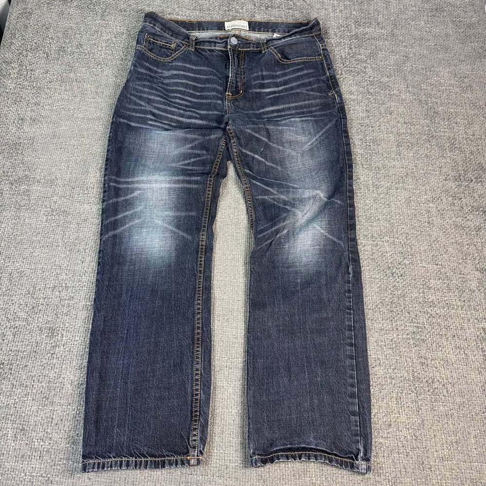 Aeropostale Essex Straight Leg Jeans Mens 34x32 Blue Dark Wash Y2K Whisker